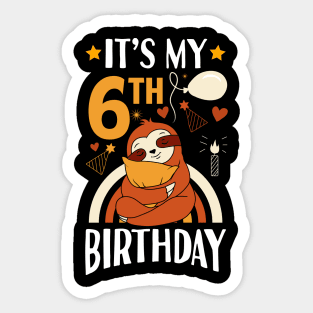 It's My 6th Birthday Sloth Sticker